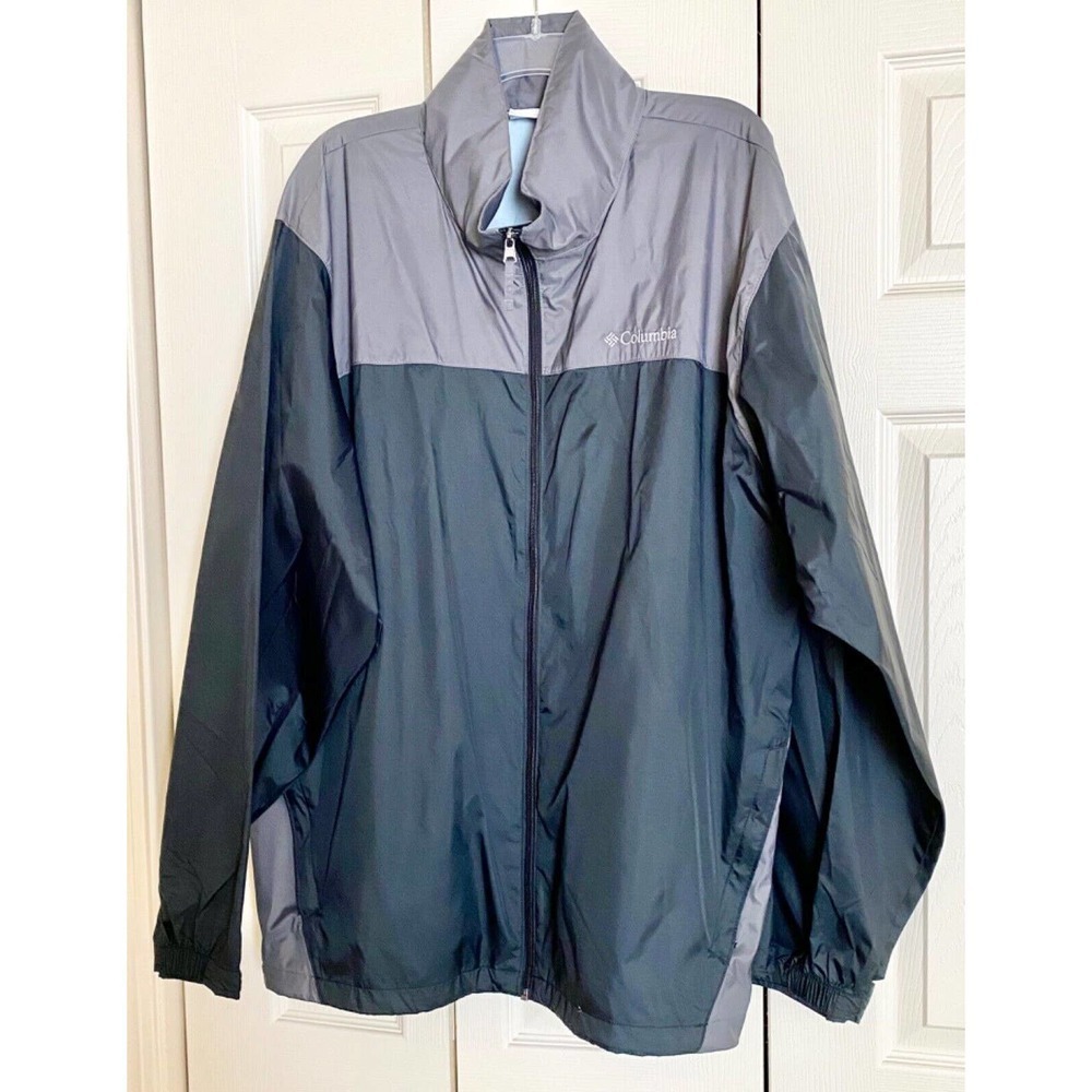 NWOT Men’s Columbia Gray Hooded Windbreaker Water Resistant Rain Jacket Size XXL